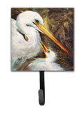 White Egret feeding baby Leash or Key Holder Wall Hooks, Key Hooks Holder, Coat Rack Wall Mount, Coat Hooks, Hooks for Hanging Keys, Towels, Aprons, Leashes