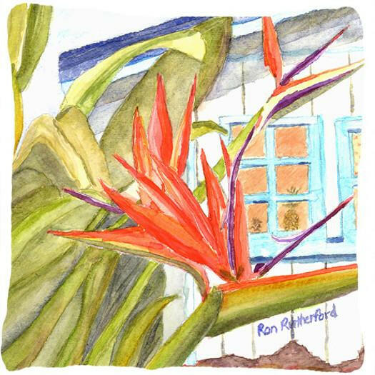 Flower - Bird of Paradise Decorative Throw Pillow 14x14 Indoor Outdoor Accent Cushion, Fabric Cover with Insert for Sofa, Bed, Porch & Living Room