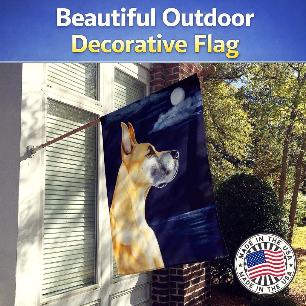 Fawn Great Dane Moonlight Stroll House Flag 28x40 Porch Sleeve Pole Decorative Outside Yard Banner Artwork Wall Hanging, Polyester