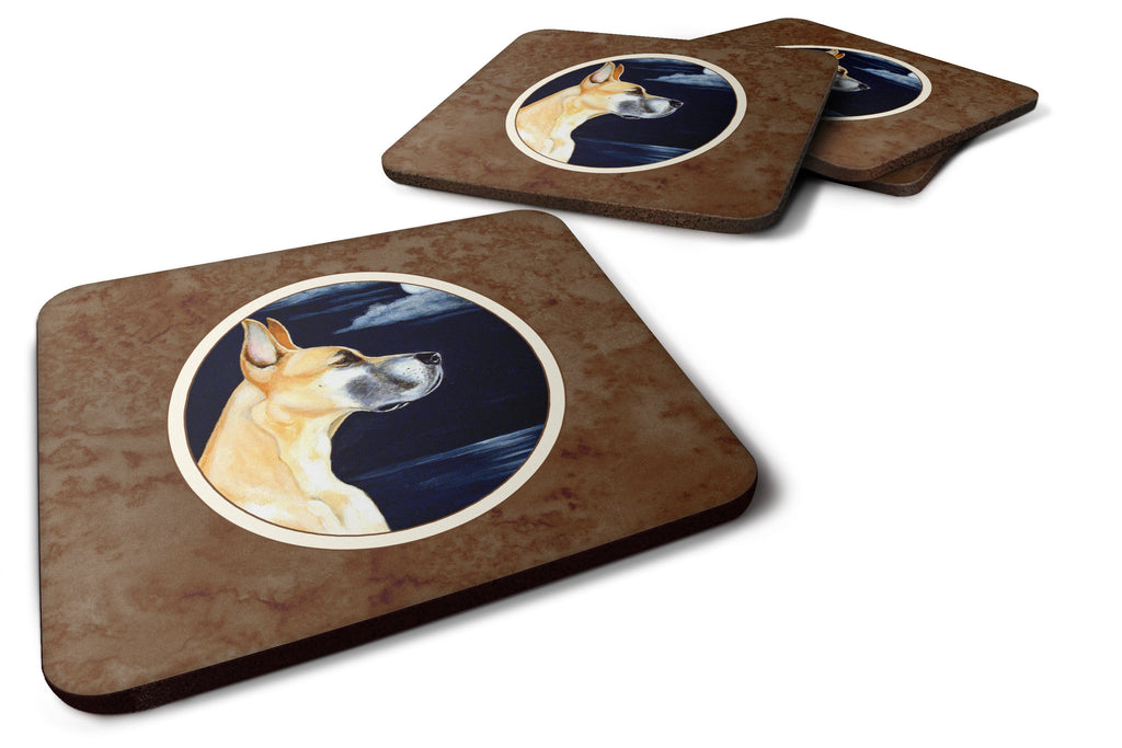 Fawn Great Dane Moonlight Stroll Foam Coasters Set of 4 Cup Coasters for Indoor Outdoor, Tabletop Protection, Anti Slip, Mouse pad Material