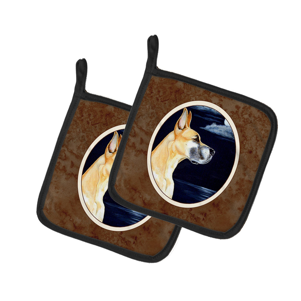 Fawn Great Dane Moonlight Stroll Pot Holder Set of 2 Heat Resistant Quilted Hot Pads 7.5 x 7.5 Inch, Insulated Kitchen Trivets for Cooking & Baking