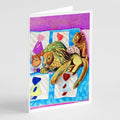 Pomeranian on the Couch with Toy Tiger Greeting Cards Pack of 8 Blank Cards with Envelopes Whimsical A7 Size 5x7