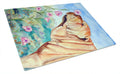 Shar Pei Smell the flowers Cutting Board Tempered Glass Kitchen Cutting Surface, Heat Resistant Chopping, Non-Slip Feet, Food Prep & Serving