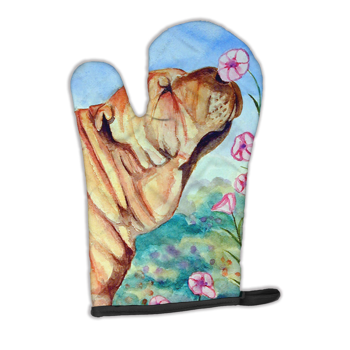 Shar Pei Smell the flowers Oven Mitt Heat Resistant Thick Oven Mitt for Hot Pans and Oven, Kitchen Mitt Protect Hands, Cooking Baking Glove