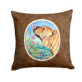 Shar Pei Smell the flowers Decorative Throw Pillow 14x14 Indoor Outdoor Accent Cushion, Fabric Cover with Insert for Sofa, Bed, Porch & Living Room