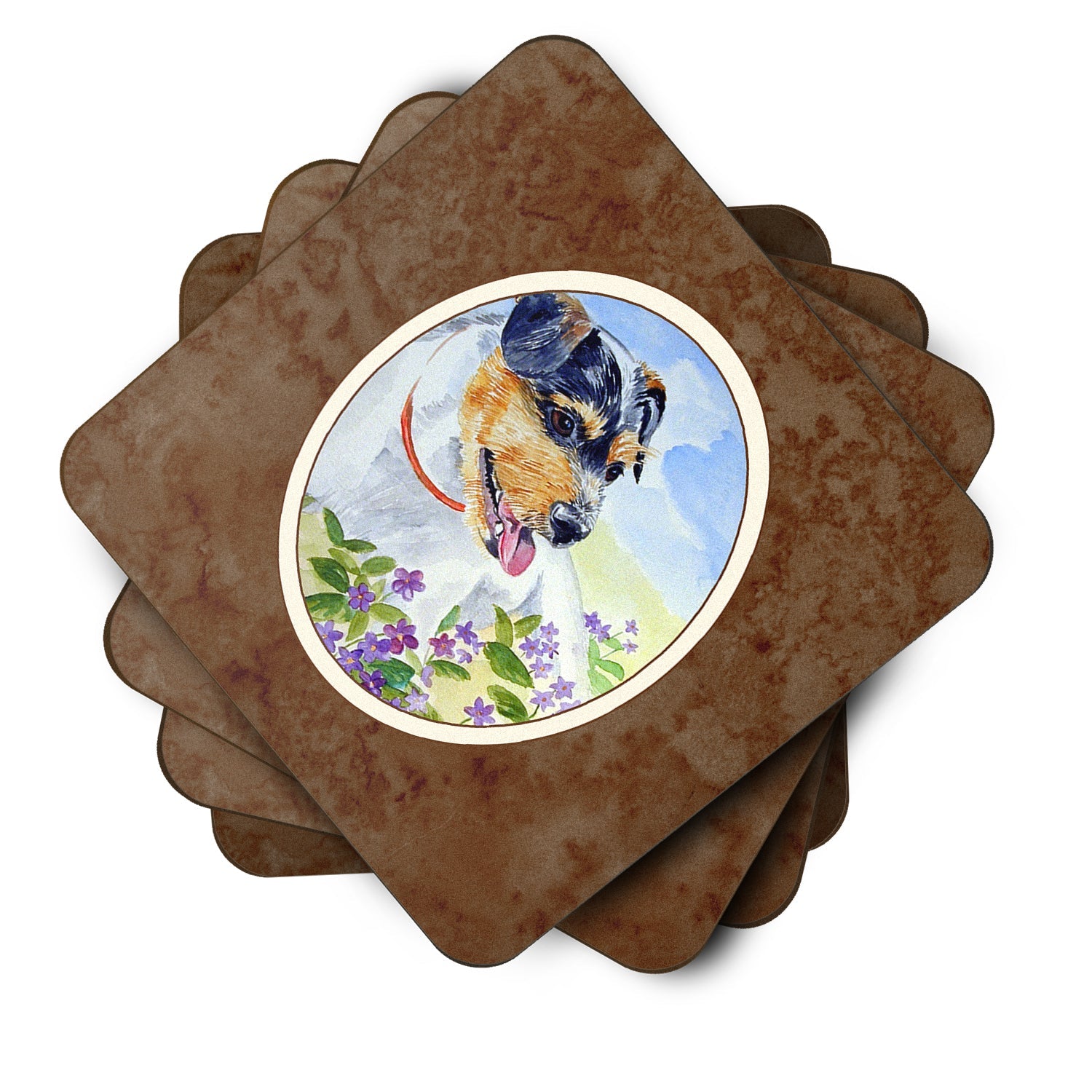 Jack Russell Terrier Foam Coasters Set of 4 Cup Coasters for Indoor Outdoor, Tabletop Protection, Anti Slip, Mouse pad Material