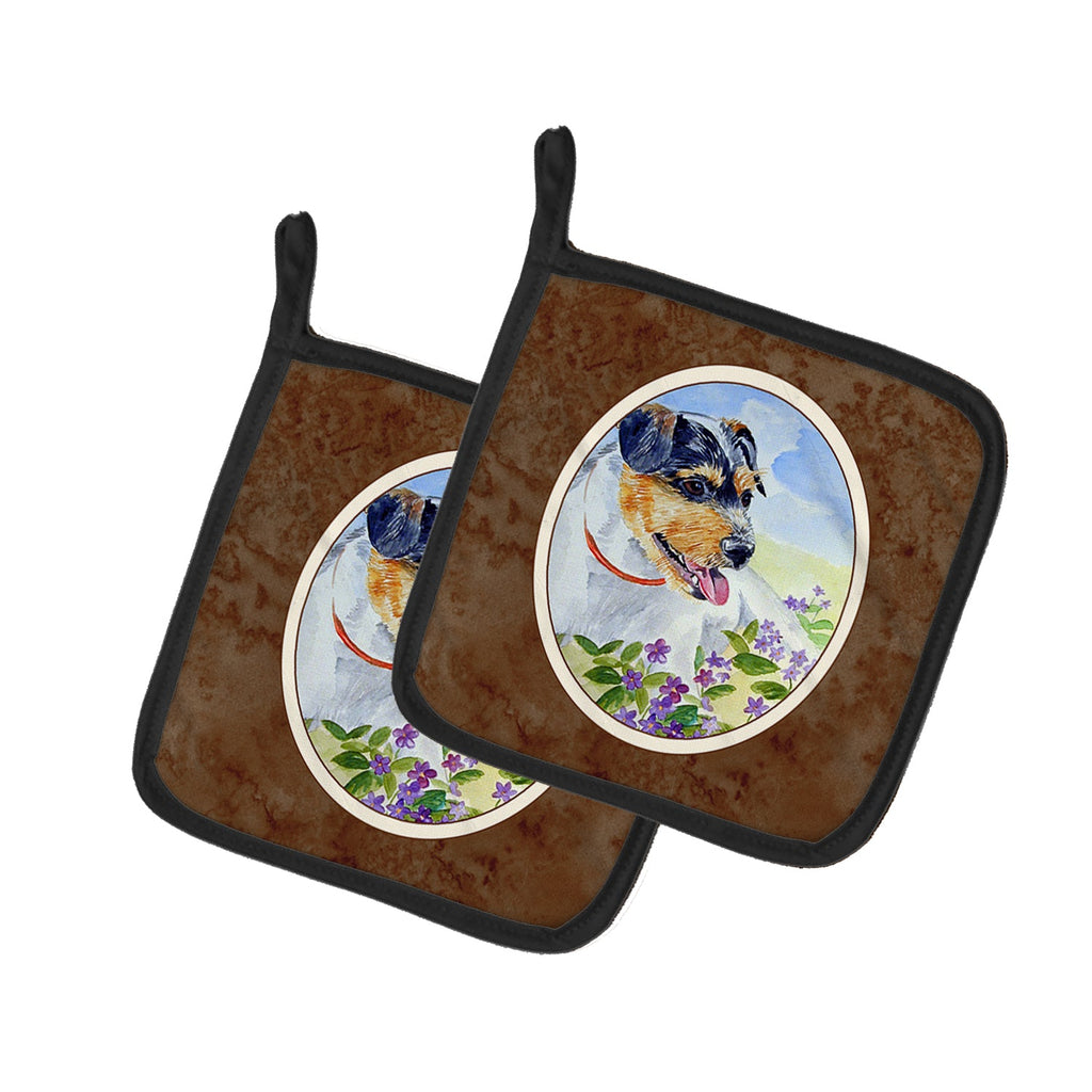 Jack Russell Terrier Pot Holder Set of 2 Heat Resistant Quilted Hot Pads 7.5 x 7.5 Inch, Insulated Kitchen Trivets for Cooking & Baking