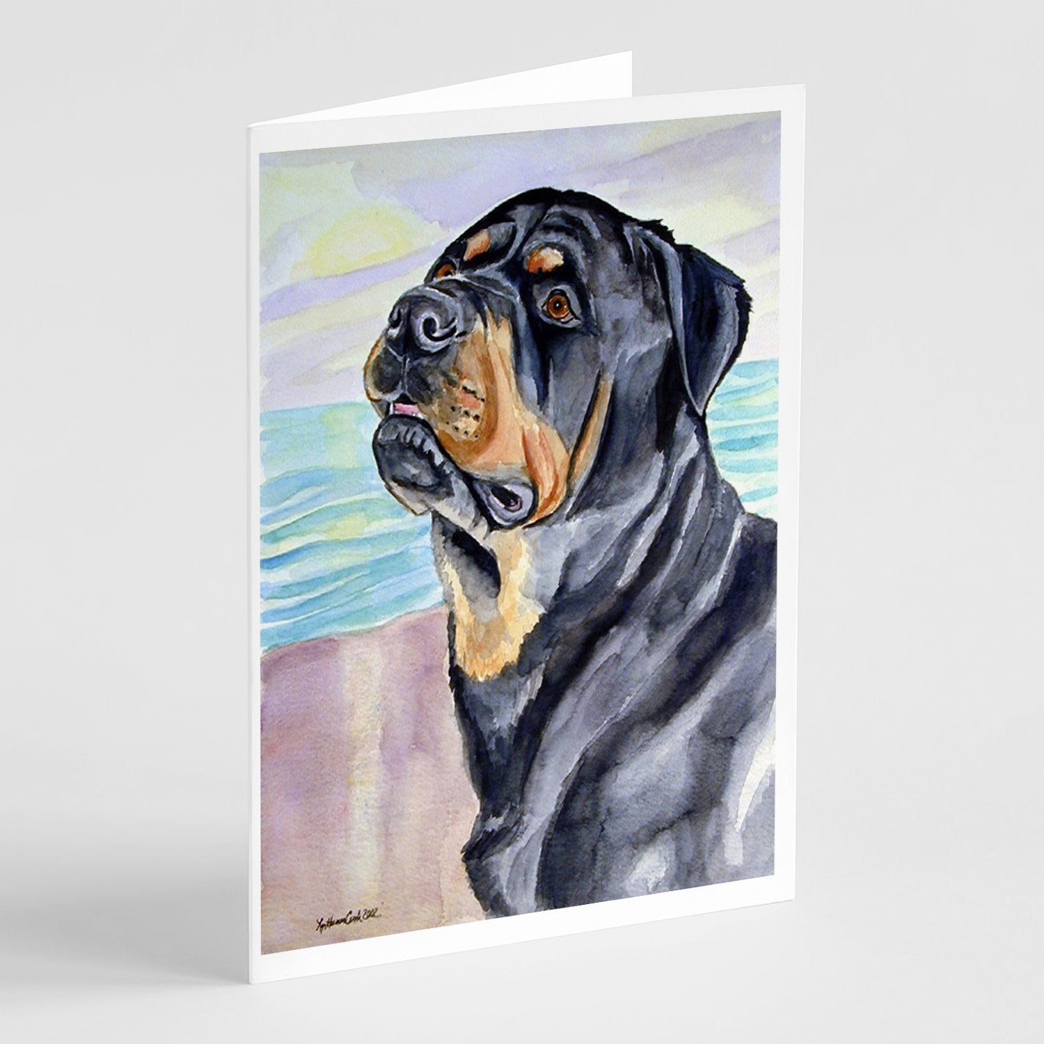 Rottweiler Greeting Cards Pack of 8 Blank Cards with Envelopes Whimsical A7 Size 5x7