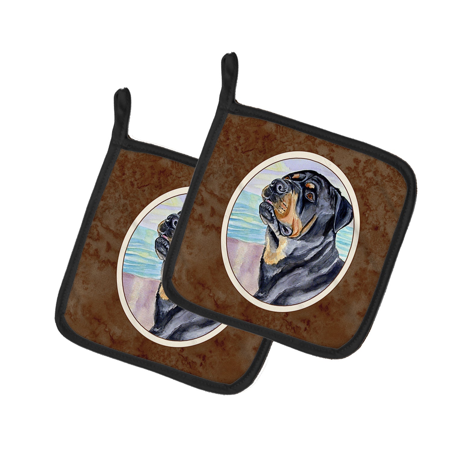 Rottweiler Pot Holder Set of 2 Heat Resistant Quilted Hot Pads 7.5 x 7.5 Inch, Insulated Kitchen Trivets for Cooking & Baking