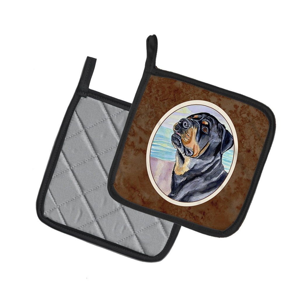 Rottweiler Pot Holder Set of 2 Heat Resistant Quilted Hot Pads 7.5 x 7.5 Inch, Insulated Kitchen Trivets for Cooking & Baking