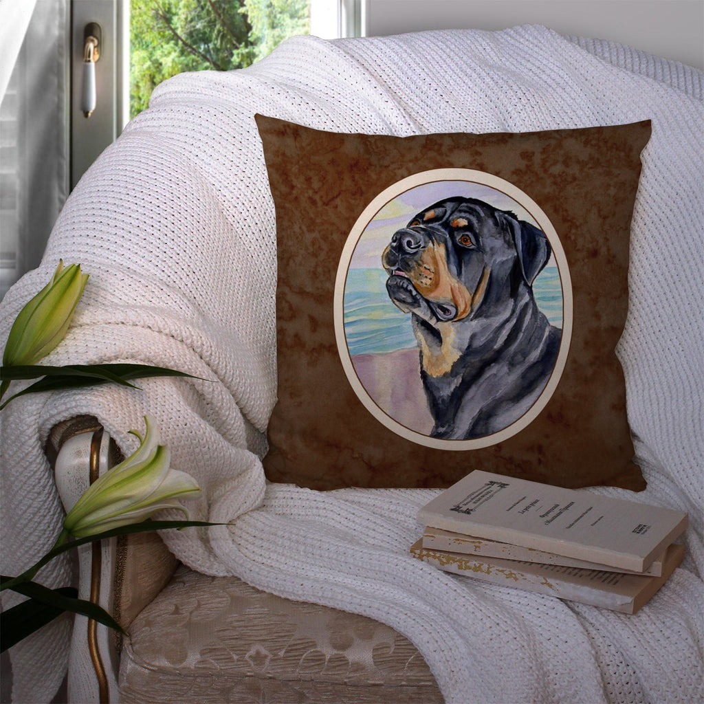 Rottweiler Decorative Throw Pillow 14x14 Indoor Outdoor Accent Cushion, Fabric Cover with Insert for Sofa, Bed, Porch & Living Room