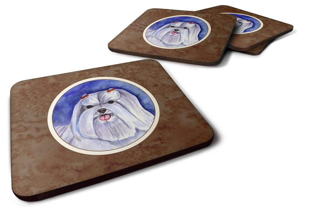 Maltese Foam Coasters Set of 4 Cup Coasters for Indoor Outdoor, Tabletop Protection, Anti Slip, Mouse pad Material