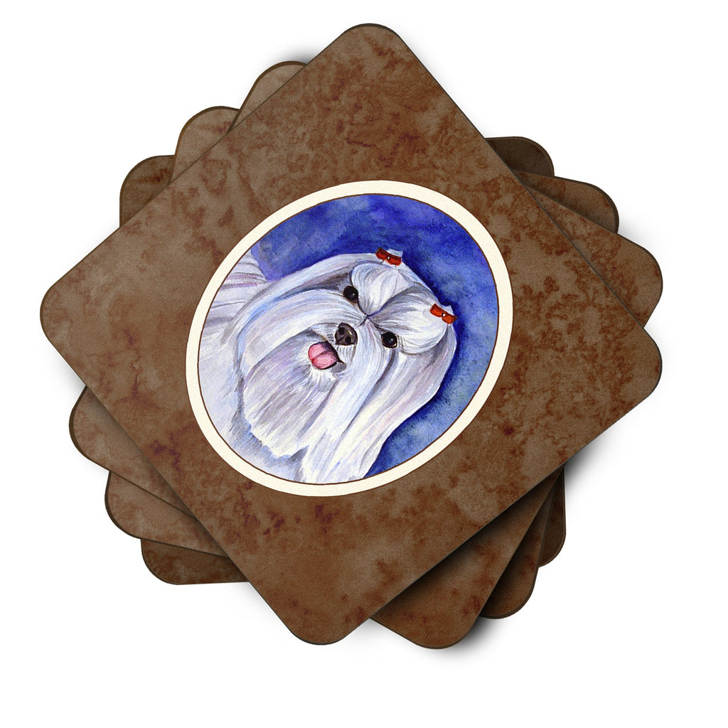 Maltese Foam Coasters Set of 4 Cup Coasters for Indoor Outdoor, Tabletop Protection, Anti Slip, Mouse pad Material