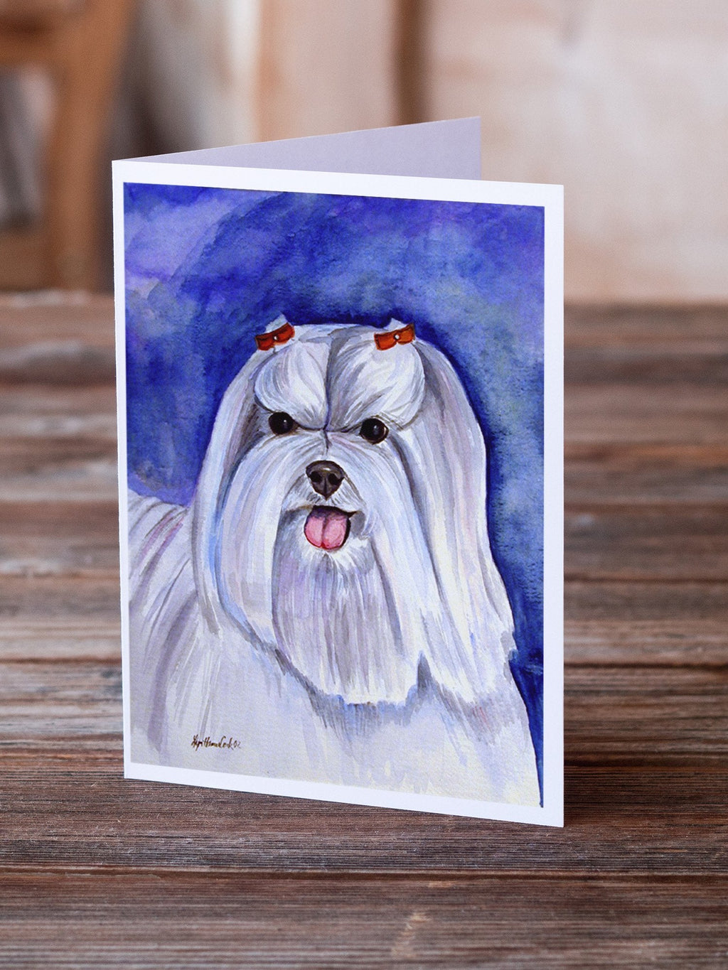 Maltese Greeting Cards Pack of 8 Blank Cards with Envelopes Whimsical A7 Size 5x7