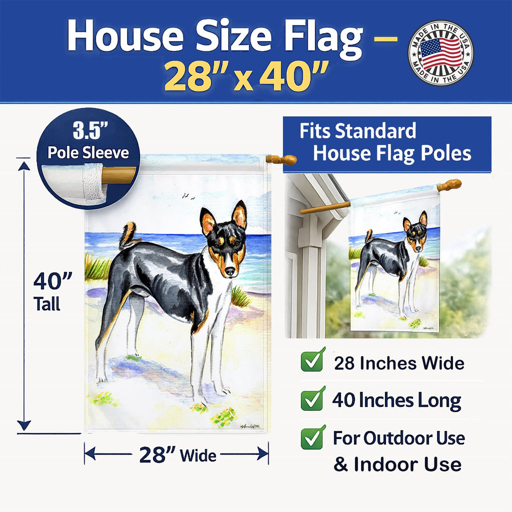 Basenji House Flag 28x40 Porch Sleeve Pole Decorative Outside Yard Banner Artwork Wall Hanging, Polyester