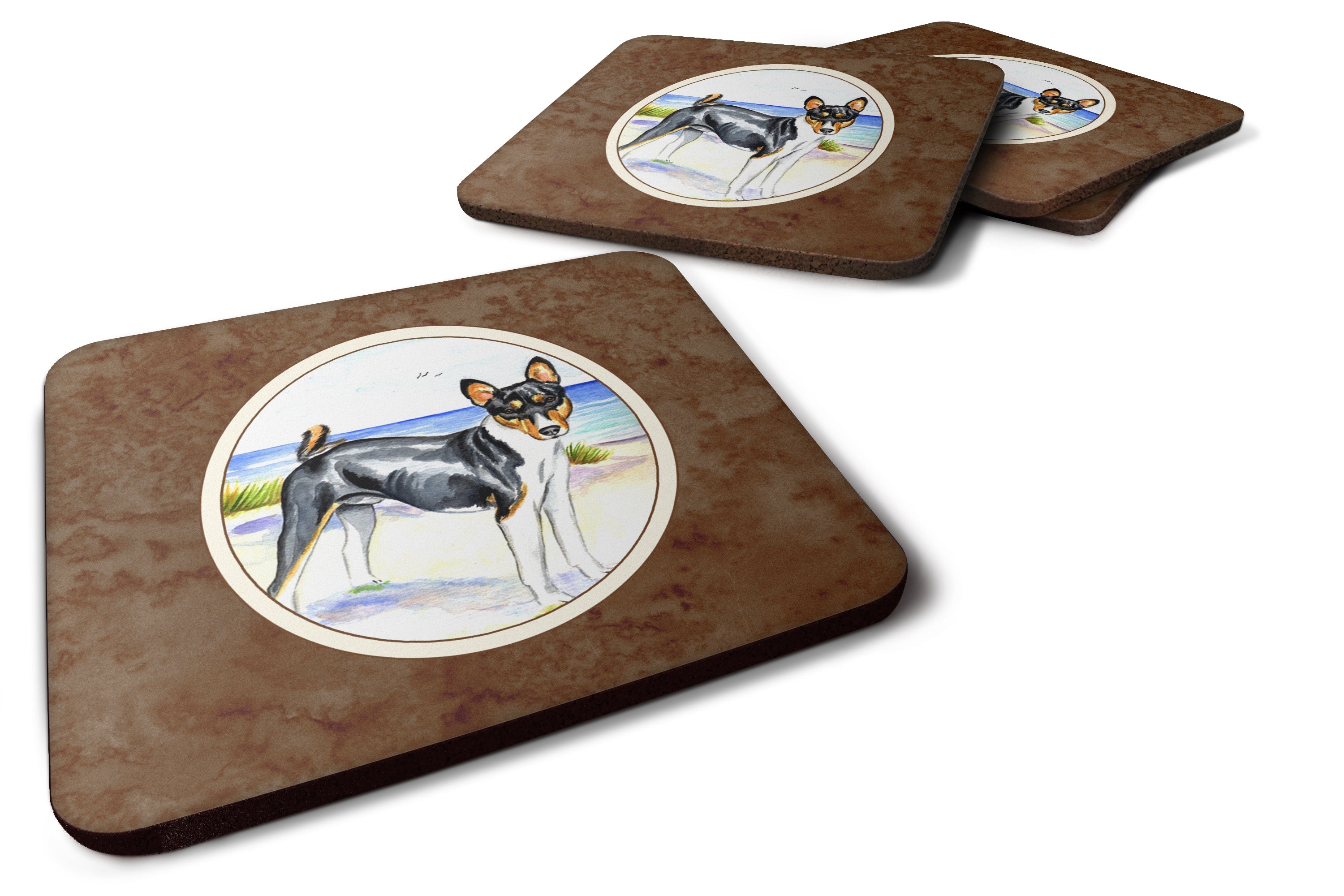 Basenji Foam Coasters Set of 4 Cup Coasters for Indoor Outdoor, Tabletop Protection, Anti Slip, Mouse pad Material
