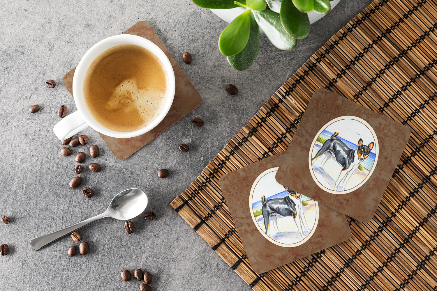 Basenji Foam Coasters Set of 4 Cup Coasters for Indoor Outdoor, Tabletop Protection, Anti Slip, Mouse pad Material