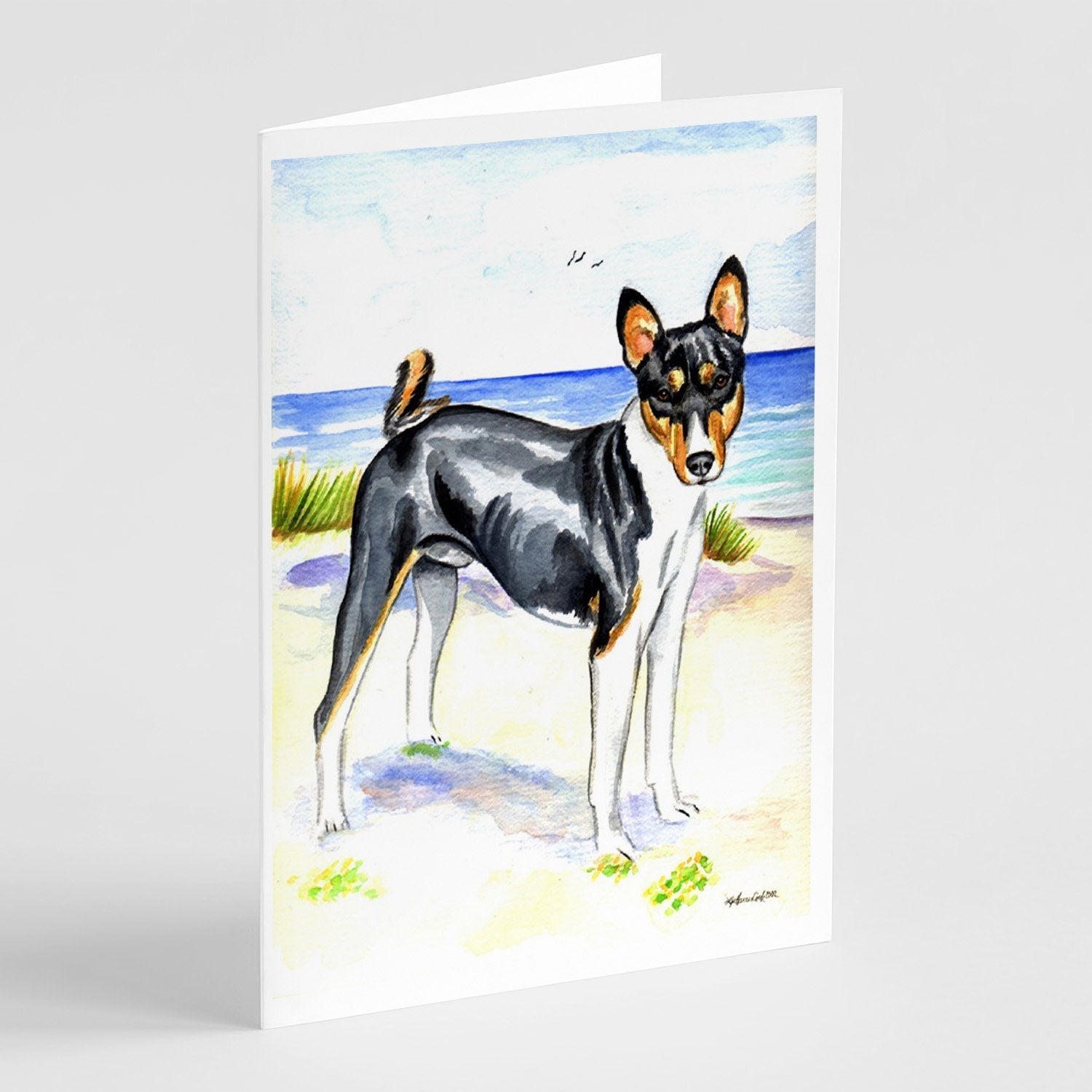 Basenji Greeting Cards Pack of 8 Blank Cards with Envelopes Whimsical A7 Size 5x7