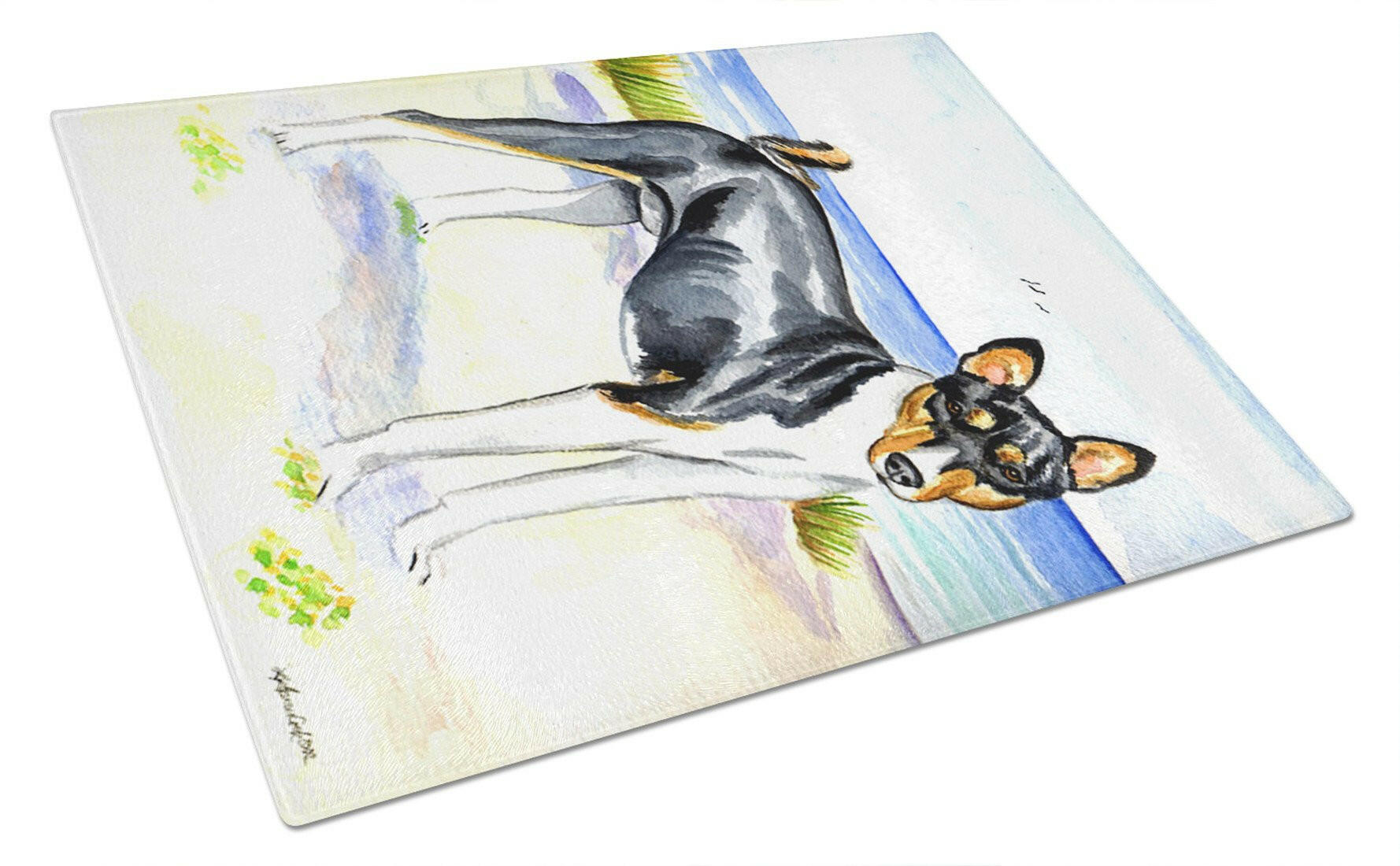Basenji Cutting Board Tempered Glass Kitchen Cutting Surface, Heat Resistant Chopping, Non-Slip Feet, Food Prep & Serving