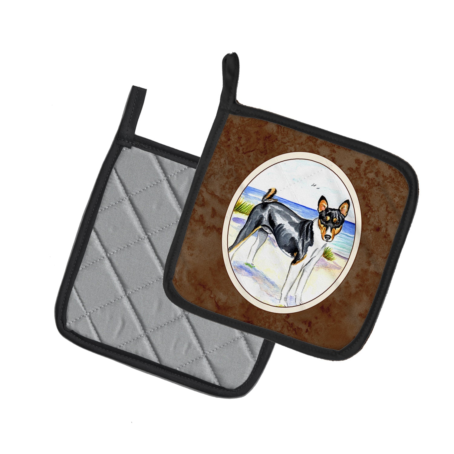 Basenji Pot Holder Set of 2 Heat Resistant Quilted Hot Pads 7.5 x 7.5 Inch, Insulated Kitchen Trivets for Cooking & Baking