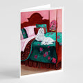Maltese and puppy waiting on you Greeting Cards Pack of 8 Blank Cards with Envelopes Whimsical A7 Size 5x7