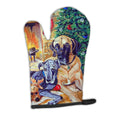 Fawn and Blue Great Dane waiting on Christmas Oven Mitt Heat Resistant Thick Oven Mitt for Hot Pans and Oven, Kitchen Mitt Protect Hands, Cooking Baking Glove