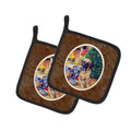 Fawn and Blue Great Dane waiting on Christmas Pot Holder Set of 2 Heat Resistant Quilted Hot Pads 7.5 x 7.5 Inch, Insulated Kitchen Trivets for Cooking & Baking