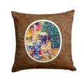 Fawn and Blue Great Dane waiting on Christmas Decorative Throw Pillow 14x14 Indoor Outdoor Accent Cushion, Fabric Cover with Insert for Sofa, Bed, Porch & Living Room