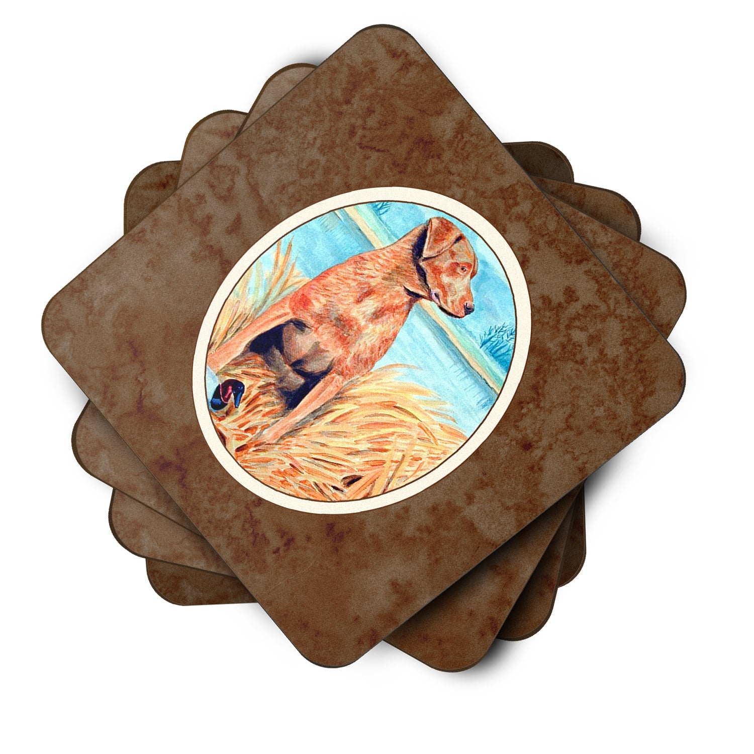Chesapeake Bay Retriever Foam Coasters Set of 4 Cup Coasters for Indoor Outdoor, Tabletop Protection, Anti Slip, Mouse pad Material