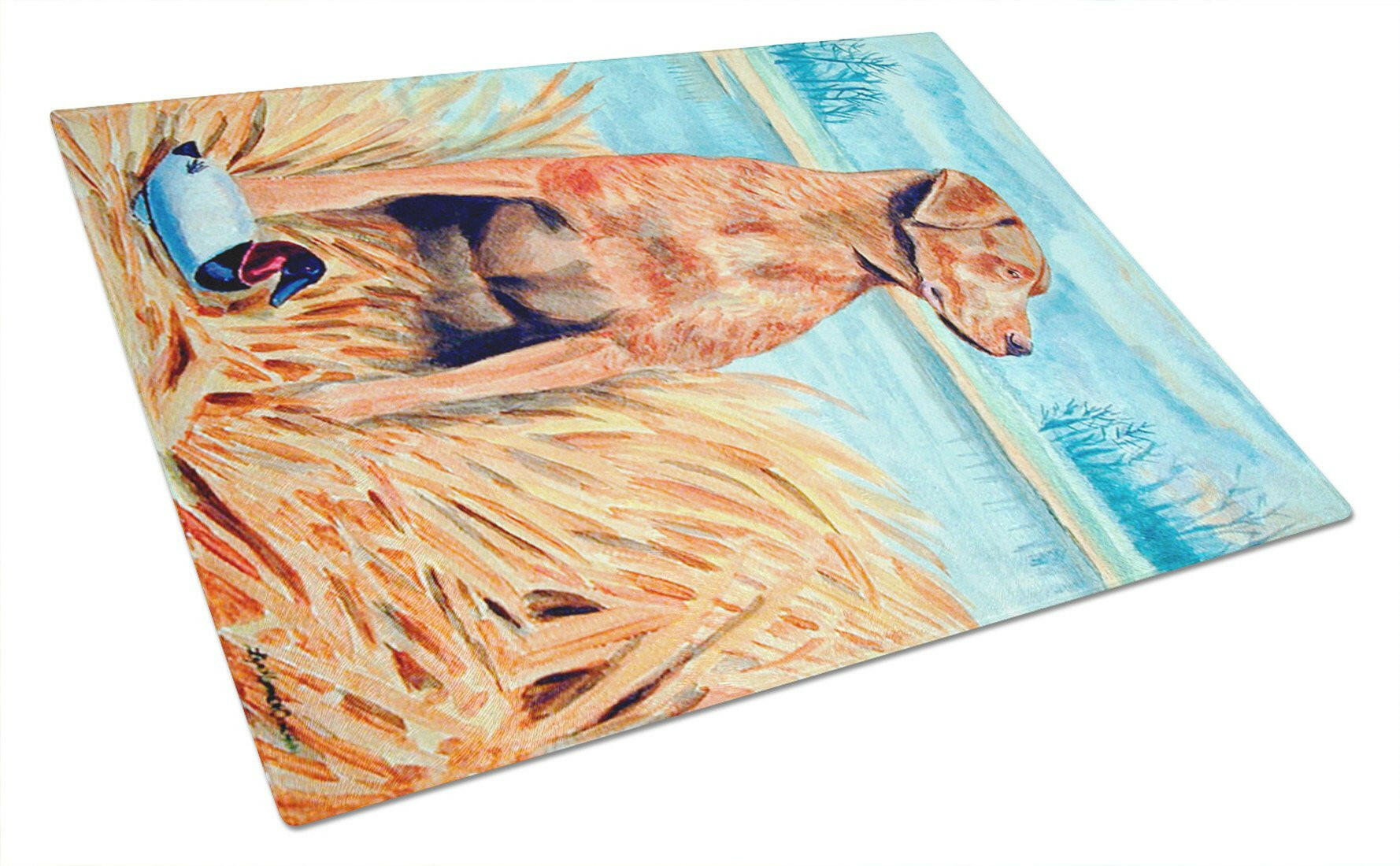 Chesapeake Bay Retriever Cutting Board Tempered Glass Kitchen Cutting Surface, Heat Resistant Chopping, Non-Slip Feet, Food Prep & Serving