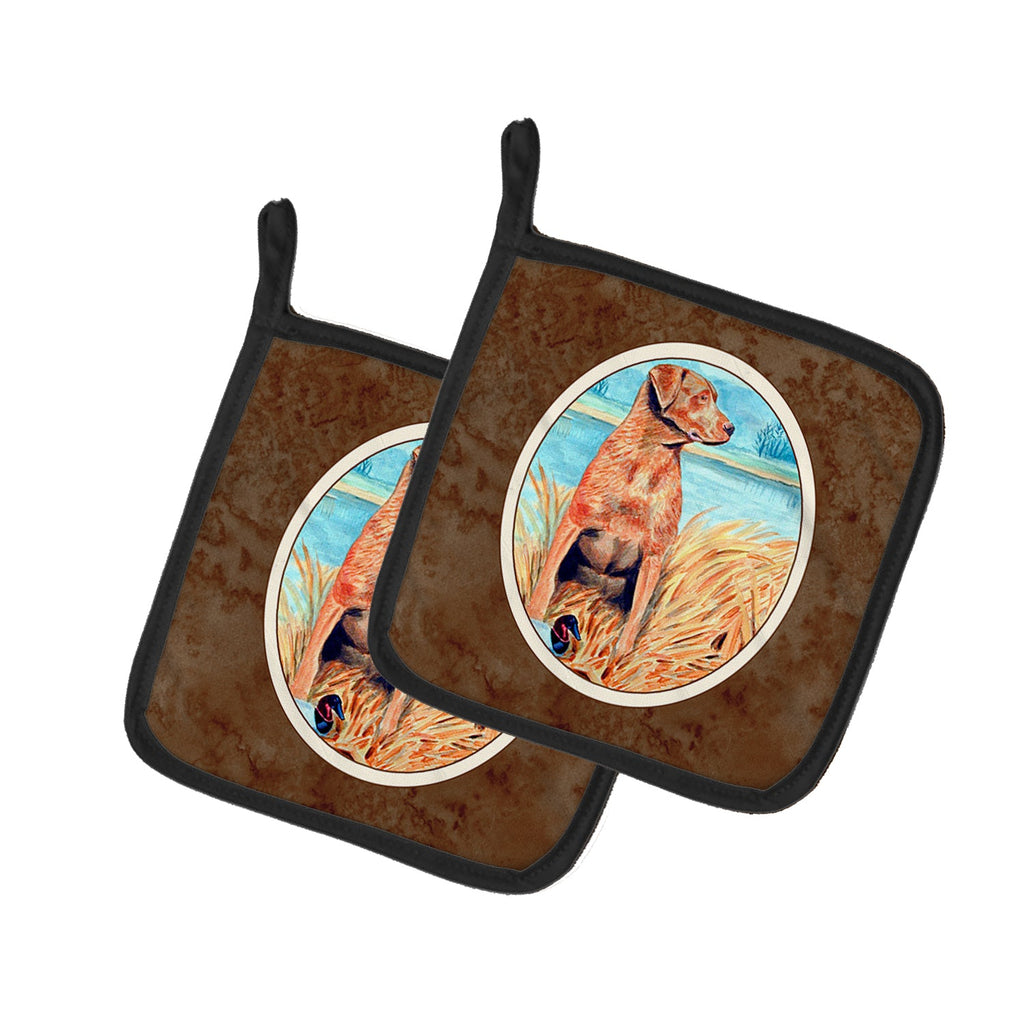 Chesapeake Bay Retriever Pot Holder Set of 2 Heat Resistant Quilted Hot Pads 7.5 x 7.5 Inch, Insulated Kitchen Trivets for Cooking & Baking