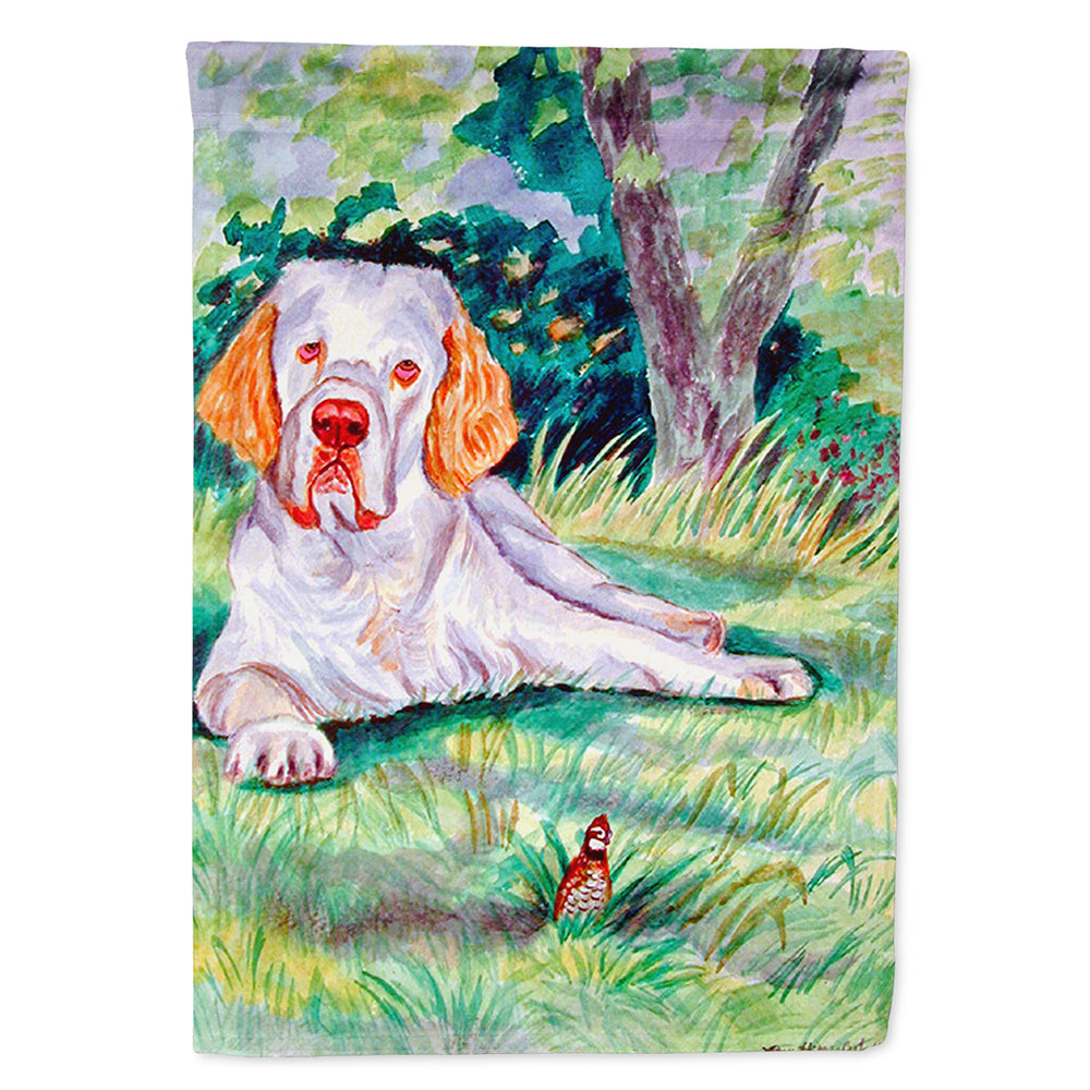 Clumber Spaniel House Flag 28x40 Porch Sleeve Pole Decorative Outside Yard Banner Artwork Wall Hanging, Polyester