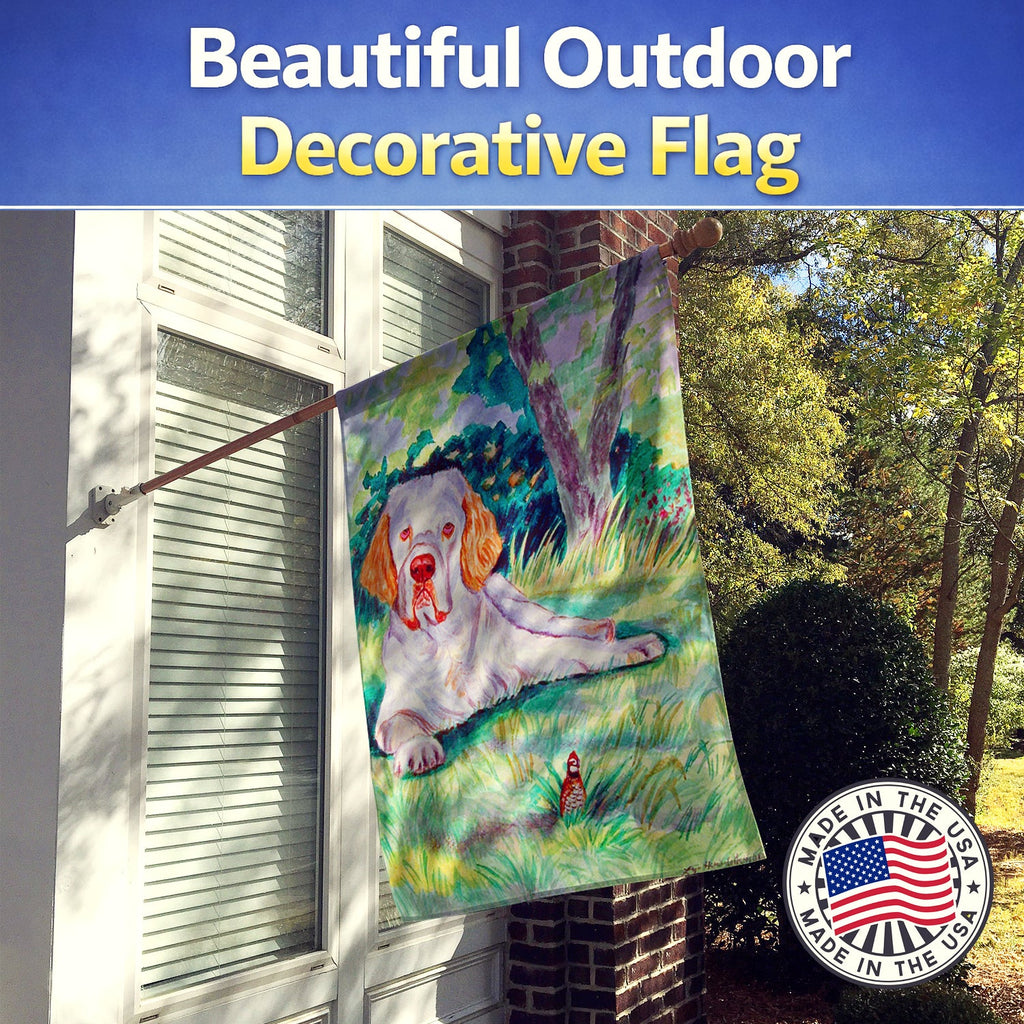 Clumber Spaniel House Flag 28x40 Porch Sleeve Pole Decorative Outside Yard Banner Artwork Wall Hanging, Polyester