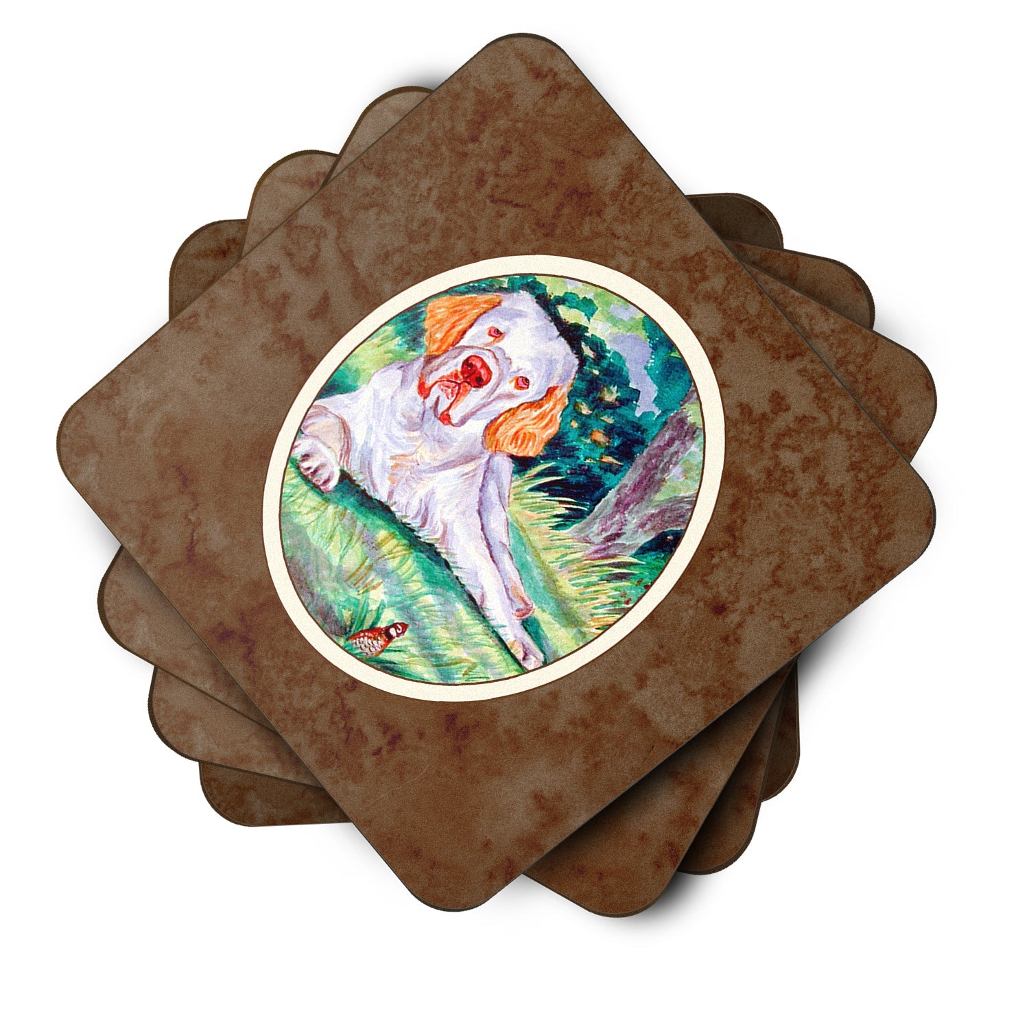 Clumber Spaniel Foam Coasters Set of 4 Cup Coasters for Indoor Outdoor, Tabletop Protection, Anti Slip, Mouse pad Material