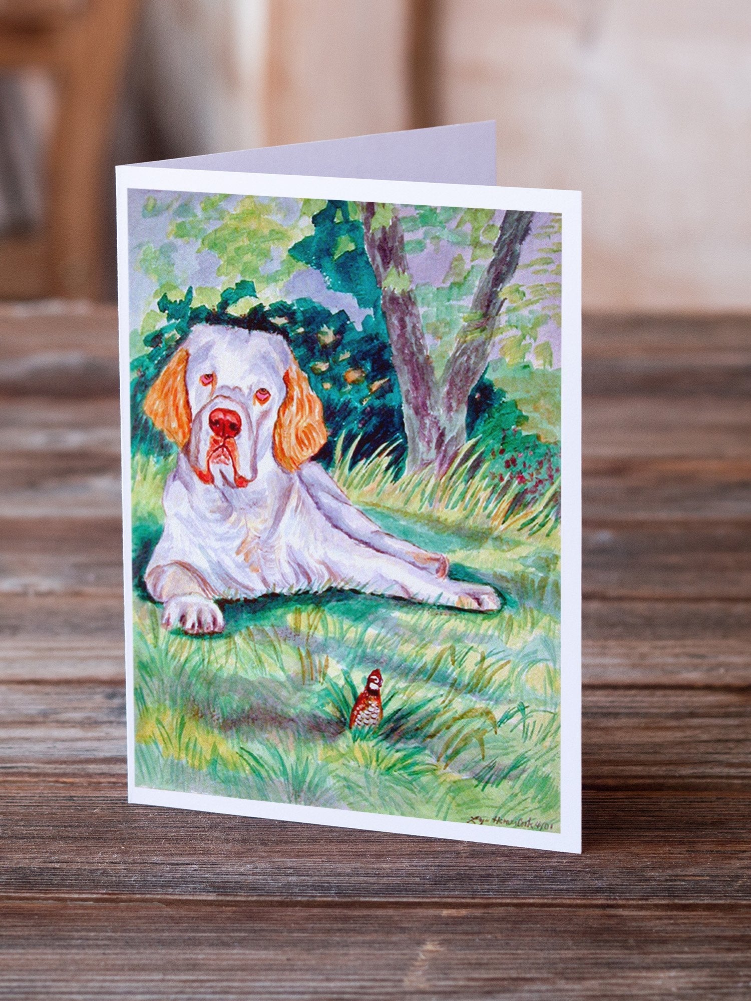 Clumber Spaniel Greeting Cards Pack of 8 Blank Cards with Envelopes Whimsical A7 Size 5x7