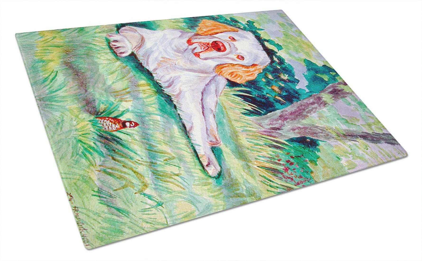 Clumber Spaniel Cutting Board Tempered Glass Kitchen Cutting Surface, Heat Resistant Chopping, Non-Slip Feet, Food Prep & Serving