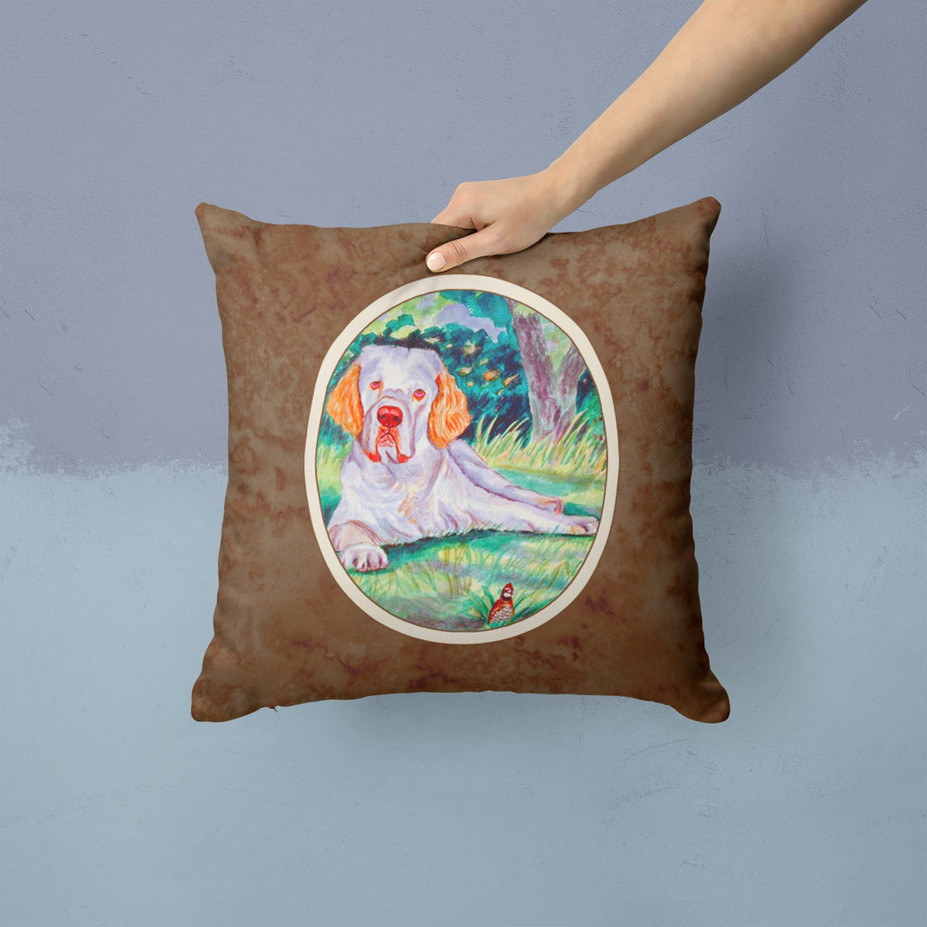 Clumber Spaniel Decorative Throw Pillow 14x14 Indoor Outdoor Accent Cushion, Fabric Cover with Insert for Sofa, Bed, Porch & Living Room