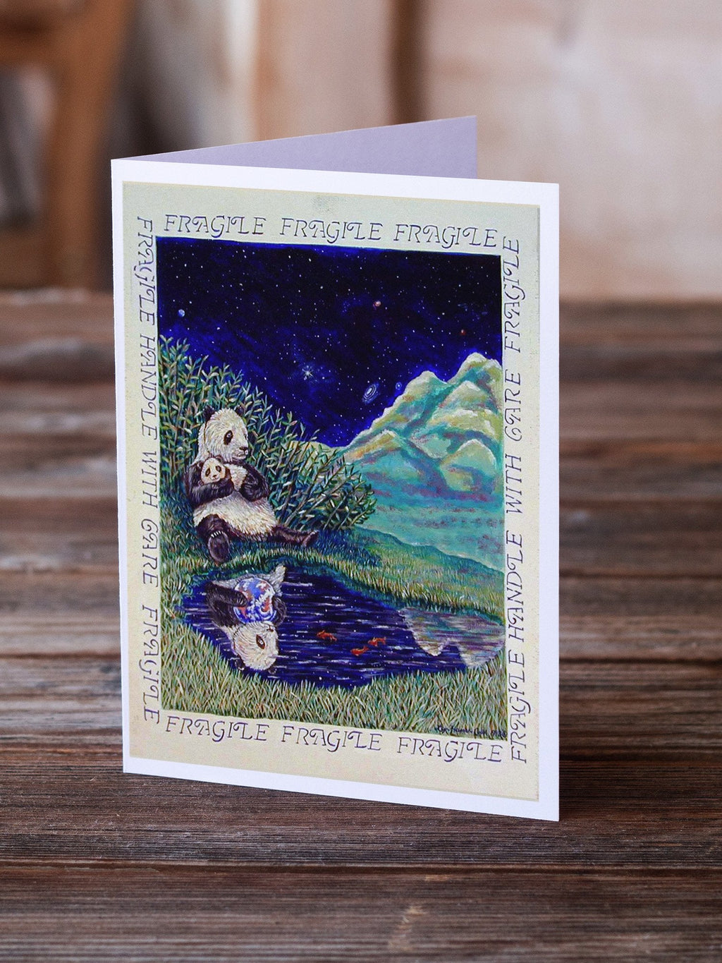 Panda Bear with Baby Greeting Cards Pack of 8 Blank Cards with Envelopes Whimsical A7 Size 5x7