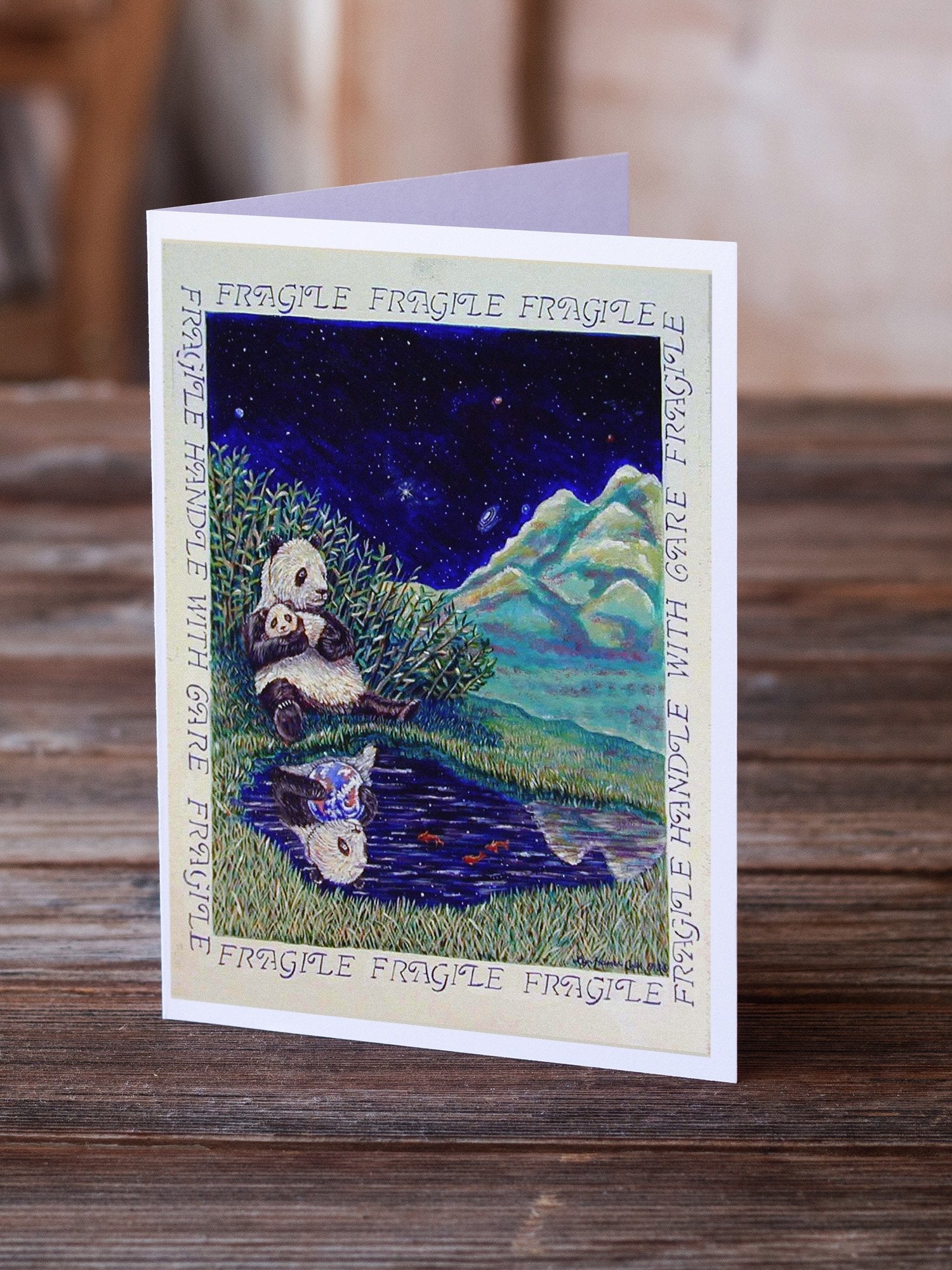 Panda Bear with Baby Greeting Cards Pack of 8 Blank Cards with Envelopes Whimsical A7 Size 5x7