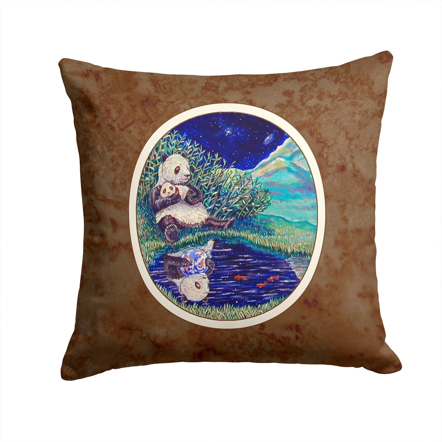 Panda Bear with Baby Decorative Throw Pillow 14x14 Indoor Outdoor Accent Cushion, Fabric Cover with Insert for Sofa, Bed, Porch & Living Room