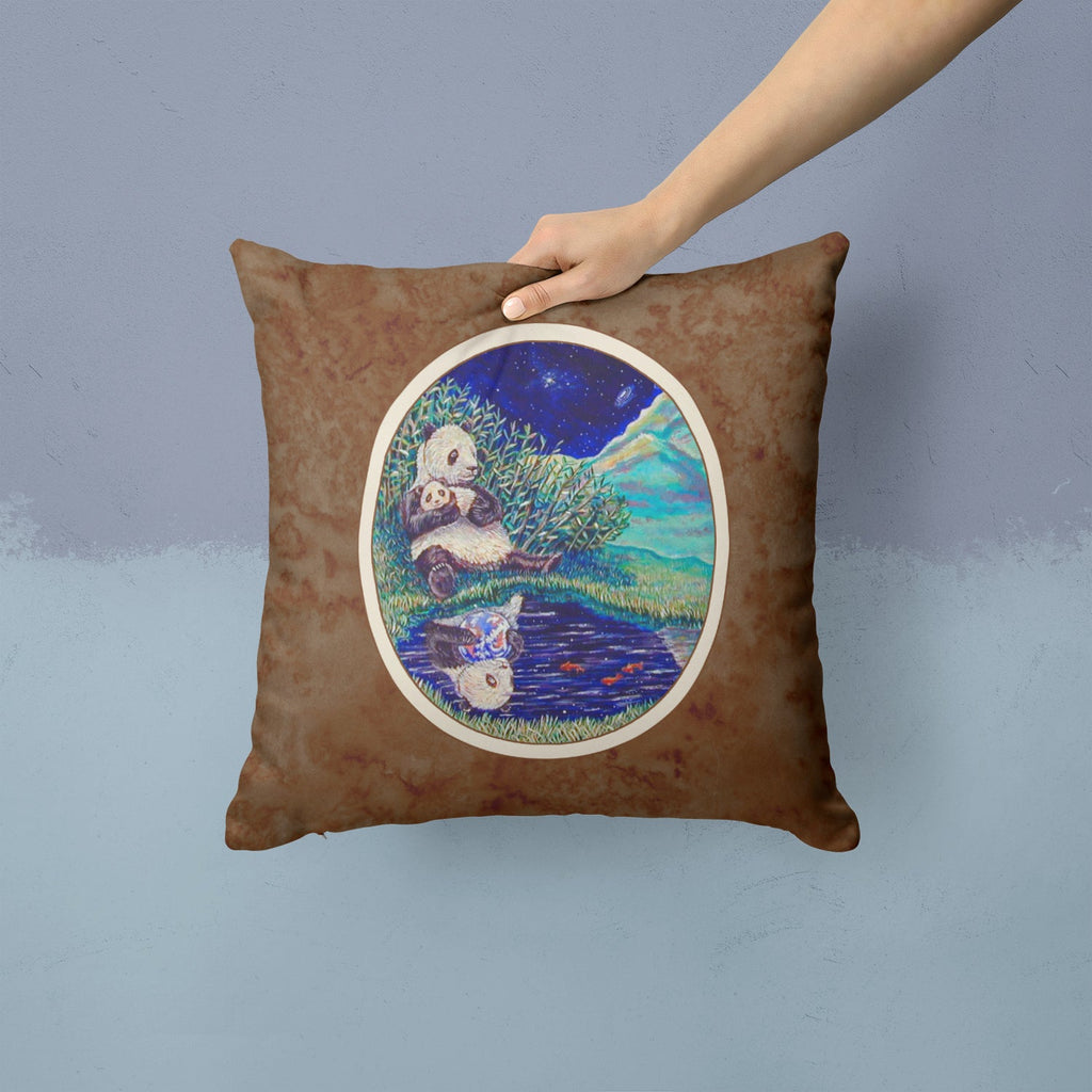 Panda Bear with Baby Decorative Throw Pillow 14x14 Indoor Outdoor Accent Cushion, Fabric Cover with Insert for Sofa, Bed, Porch & Living Room