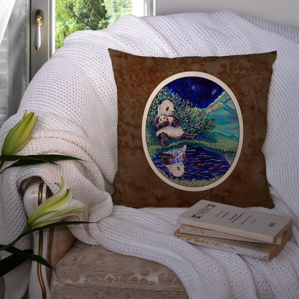 Panda Bear with Baby Decorative Throw Pillow 14x14 Indoor Outdoor Accent Cushion, Fabric Cover with Insert for Sofa, Bed, Porch & Living Room