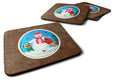 Snowman with Pug Winter Snowman Foam Coasters Set of 4 Cup Coasters for Indoor Outdoor, Tabletop Protection, Anti Slip, Mouse pad Material