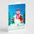 Snowman with Pug Winter Snowman Greeting Cards Pack of 8 Blank Cards with Envelopes Whimsical A7 Size 5x7