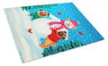 Snowman with Pug Winter Snowman Cutting Board Tempered Glass Kitchen Cutting Surface, Heat Resistant Chopping, Non-Slip Feet, Food Prep & Serving