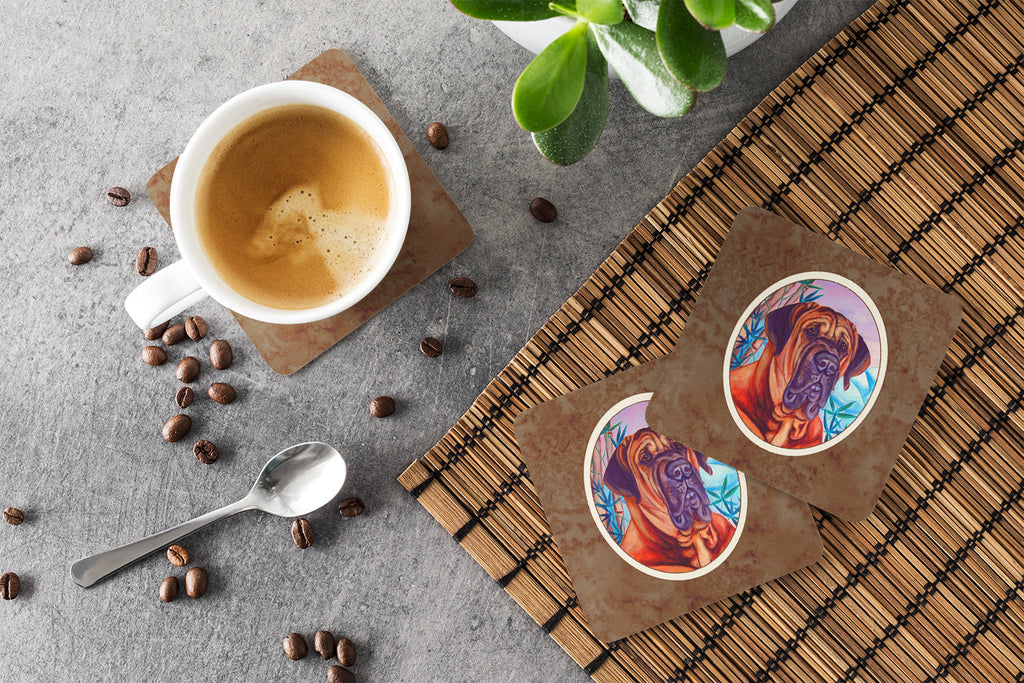 Tosa Inu Foam Coasters Set of 4 Cup Coasters for Indoor Outdoor, Tabletop Protection, Anti Slip, Mouse pad Material