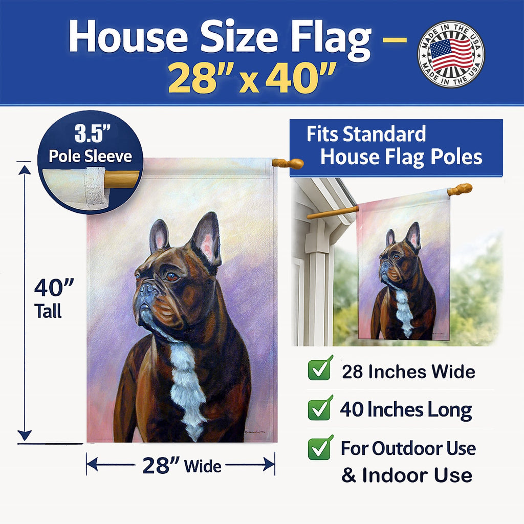 French Bulldog House Flag 28x40 Porch Sleeve Pole Decorative Outside Yard Banner Artwork Wall Hanging, Polyester