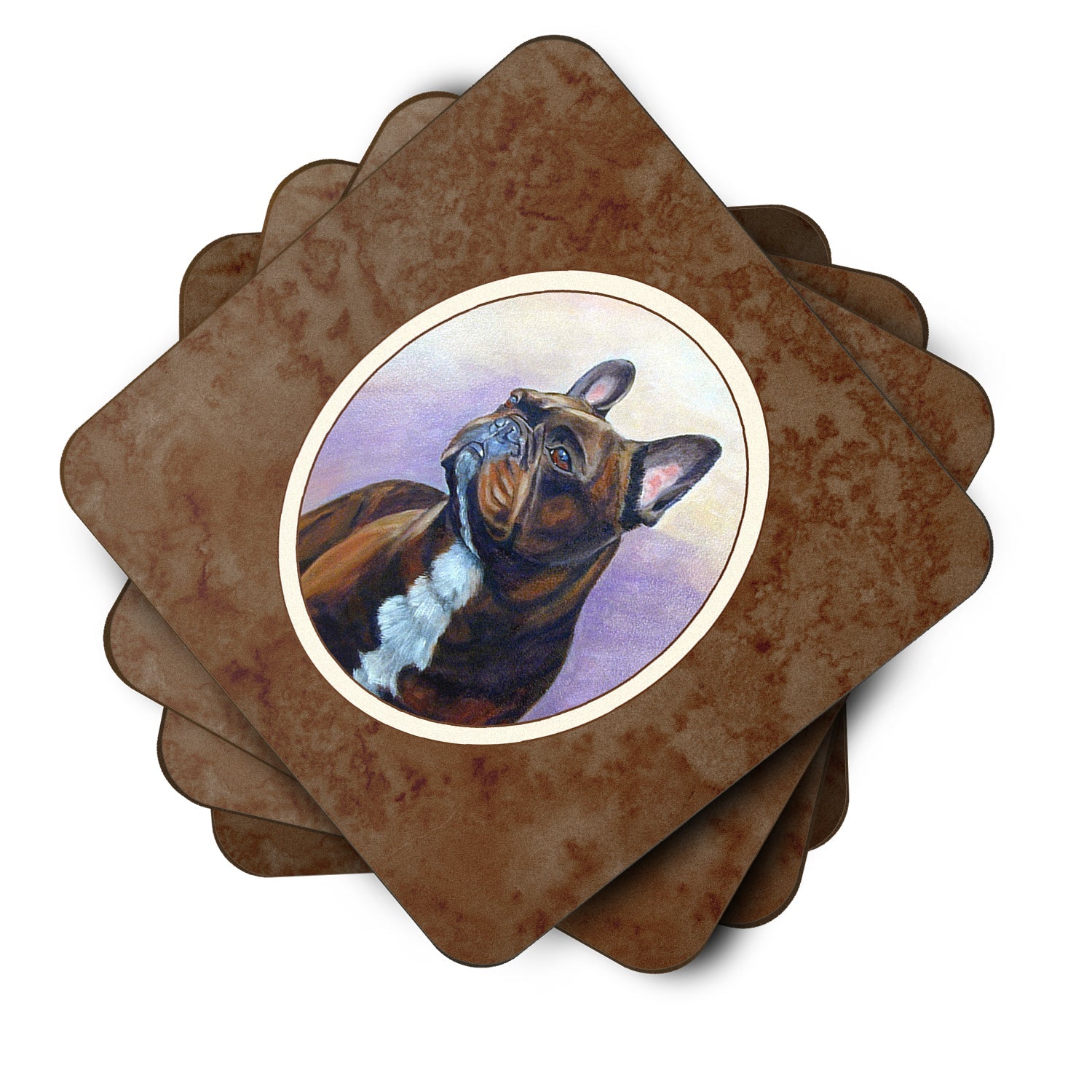 French Bulldog Foam Coasters Set of 4 Cup Coasters for Indoor Outdoor, Tabletop Protection, Anti Slip, Mouse pad Material