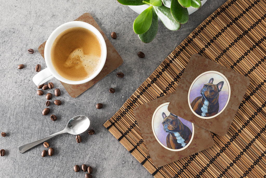 French Bulldog Foam Coasters Set of 4 Cup Coasters for Indoor Outdoor, Tabletop Protection, Anti Slip, Mouse pad Material