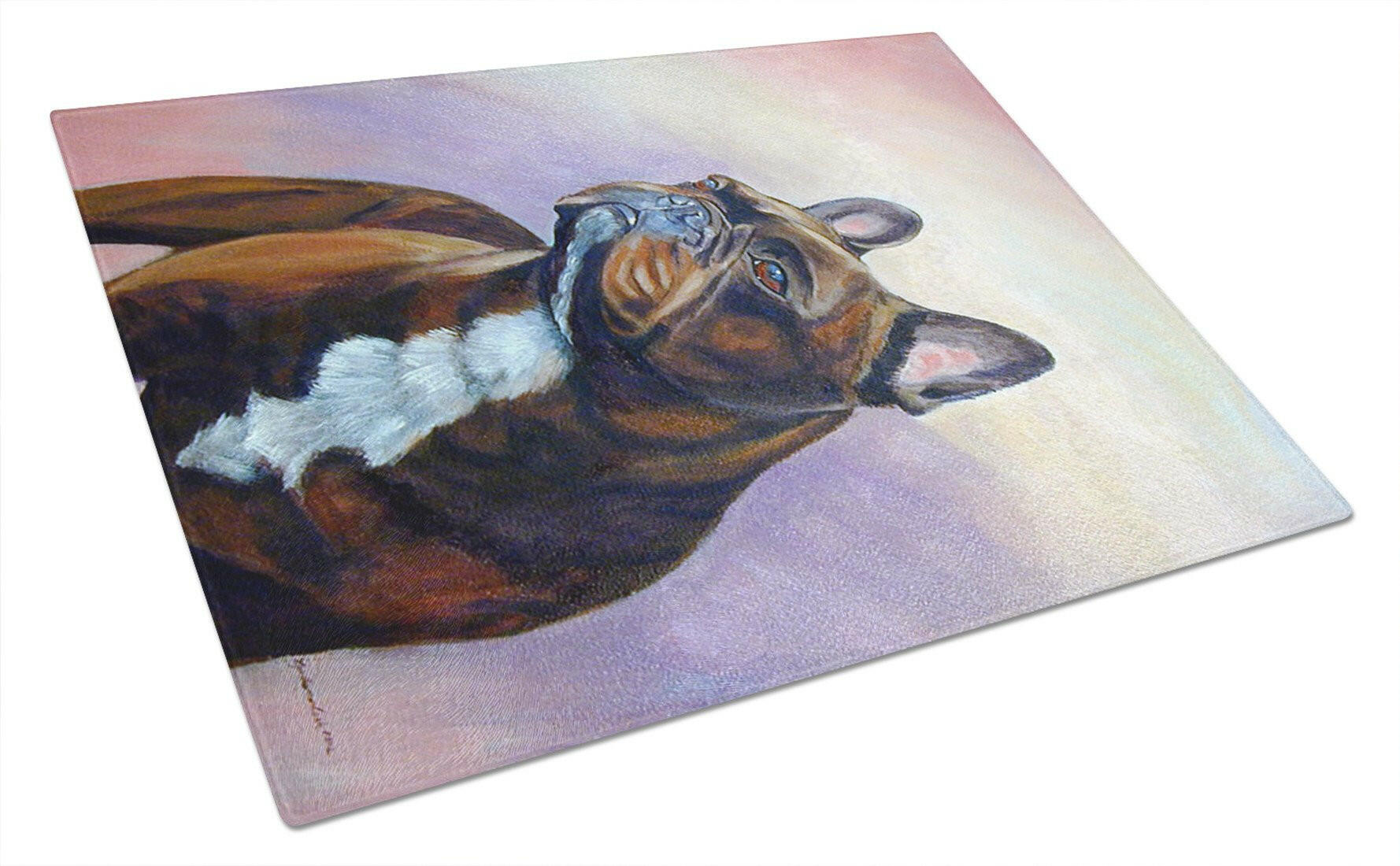 French Bulldog Cutting Board Tempered Glass Kitchen Cutting Surface, Heat Resistant Chopping, Non-Slip Feet, Food Prep & Serving